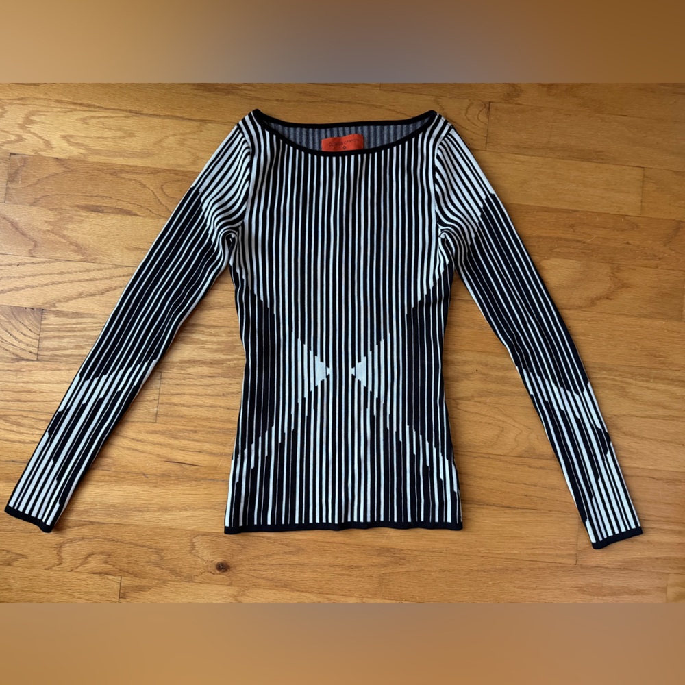Clover Canyon Black & White Vertical Stripe Long-Sleeve Top - Picture 4 of 15